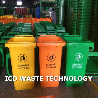 Thùng rác nhựa HDPE 120L màu cam - Công Ty CP Phát Triển Công Nghiệp Và Đô Thị Việt Nam (ICD)